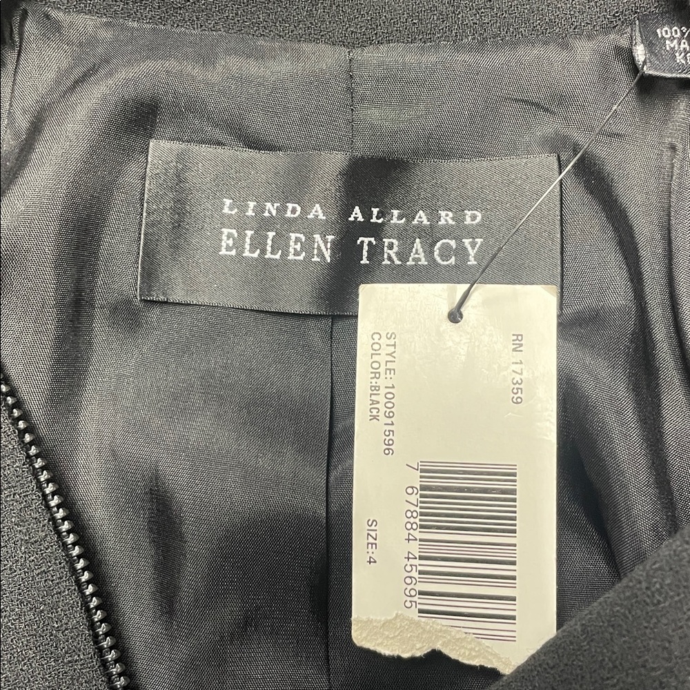 NWT Linda Allard Ellen Tracy Black Beaded Collar Zip Jacket Sz 4 - Picture 3 of 6
